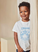 Camiseta de color crudo y azul claro con estampado de tigre texturizado para niño CAZOTAGE3 / 22E3PGF1TMC001