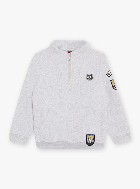 Jersey gris jaspeado con bolsillo frontal DEBADGEAGE / 22H3PGR1PUL943