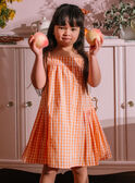 Vestido de cuadros crudo para niña CHIVYETTE / 22E2PFM1RBS001