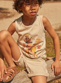Camiseta de tirantes de color arena con estampado de camello y mono FLIDEBAGE / 23E3PGP1DEB808