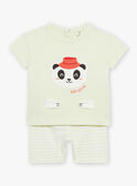 Pijama verde pastel con dibujo de cara de panda y estampado de rayas FEFANTIN / 23E5BG31PYJ605