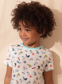 Conjunto de playa de color crudo y celeste, de camiseta y short para niño ZIPALAGE4 / 21E3PGQ3ENS001