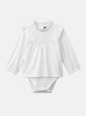 Blusa-body de color crudo con volantes LACOLINE / 24H1BFJ1BOD001