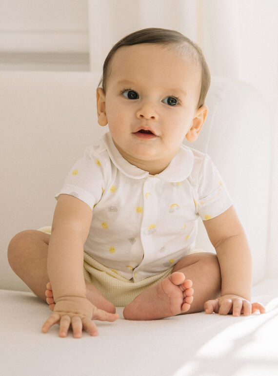 Body y short vainilla con estampado de nubes y soles FOULQUES / 23E0CMT1ENS114