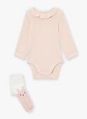 Conjunto de body, ranita y leotardos de color crudo y rosa LOUANE / 24H0CF12ENS001