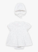 Vestido y gorro de recién nacido blanco con estampado de flores FOLINA / 23E0CFT1ROB000