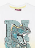 Camiseta tie-dye de color amarillo con estampado de dinosaurio fantasía para niño CATICHAGE / 22E3PGB2TMC116