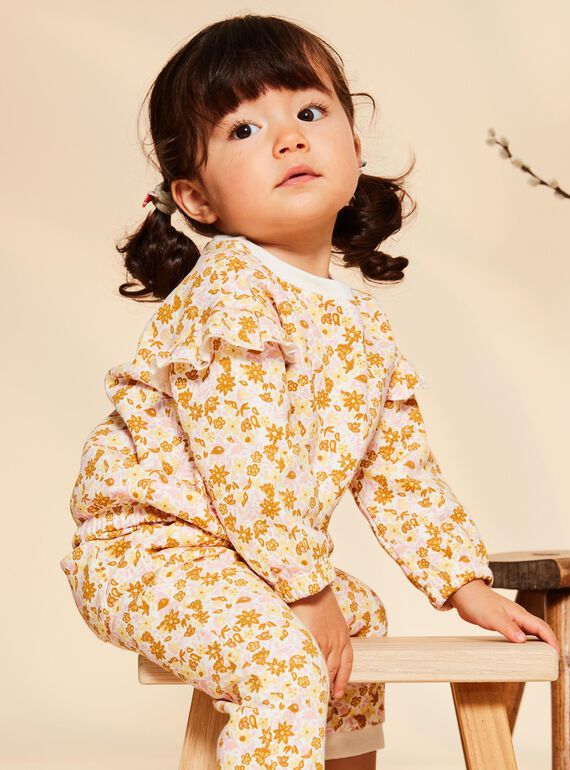 Sudadera de chándal de muletón crudo con estampado floral FABABY / 23E1BF81JGH001