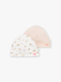 2 gorros de algodón de color crudo y rosa para recién nacido LOREEN / 24H0AF11BNA001