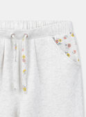 Pantalón deportivo crudo jaspeado con detalles de estampado de flores en los bolsillos KRIPETTE / 24E2PFB2JGBA011