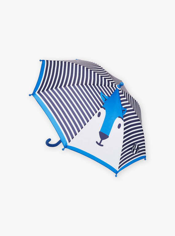 Paraguas de rayas de color azul y blanco con dibujo de lobo DAPLAGE / 22H4PGE1PUIC205