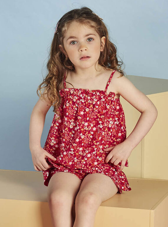 Camiseta de tirantes fucsia con estampado floral para niña CAUDEBETTE 1 / 22E2PFT3DEB304