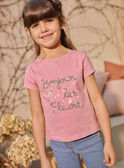 Camiseta rosa bordada con texto floral de fantasía para niña CETIETTE / 22E2PFB1TMC305