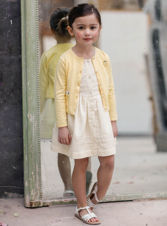 Vestido de rayas de color amarillo limón, para niña ZIRAYETTE / 21E2PFO2CHSB104