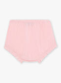 Vestido de popelina rosa con bordado de conchas y cubrepañal para bebé niña CASOLEIL / 22E1BFN1ROBD315