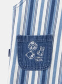 Pantalón largo con peto vaquero azul y blanco con estampado de rayas LADEREK / 24H1BGJ1SALP274
