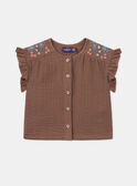 Camisa fluida marrón chocolate con bordados KAIMI / 24E1BFC1CHE815
