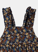 Vestido azul marino de popelina con estampado de flores y peces multicolores KAZAZIE / 24E1BFS2ROB718