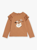 Camiseta marrón con estampado de cisne GLITUETTE / 23H2PFR2TML817
