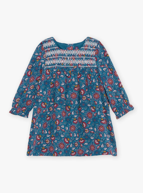 Vestido azul pato con estampado floral DAMAURINE / 22H1BFU1ROB714