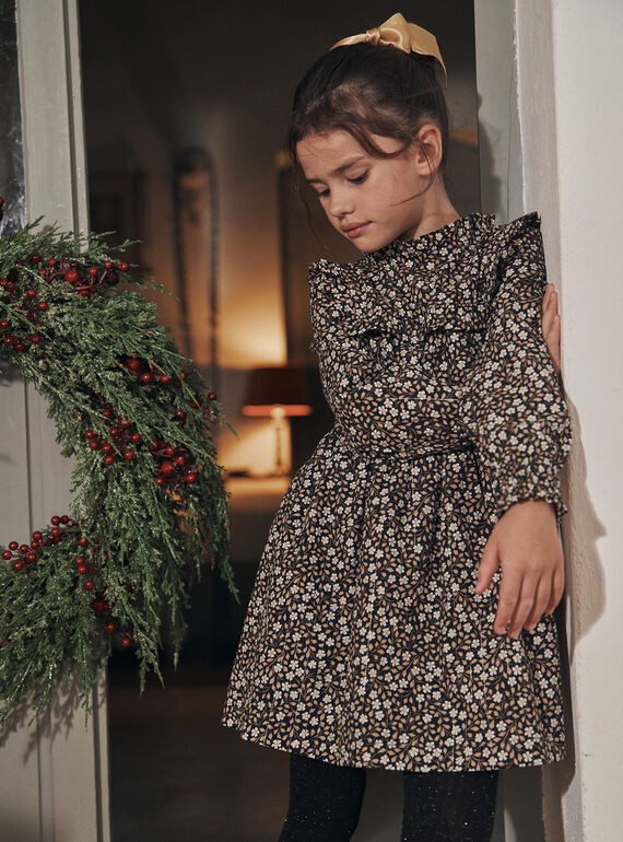 Vestido negro con estampado de flores GLIROBETTE / 23H2PFR1ROB090
