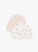 2 gorros de algodón de color crudo y rosa para recién nacido LOREEN / 24H0AF11BNA001