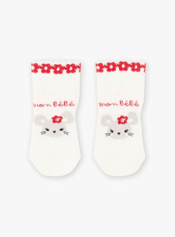 Calcetines de color crudo con estampado floral para bebé niña BAAVENIR / 21H4BF11SOQ001