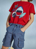 Camiseta de color rojo con estampado de tiburón para niño CYDOAGE3 / 22E3PGT1TMCF525