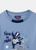Camiseta de punto azul cielo con imagen de tejón guitarrista LETICHAGE / 24H3PGJ1TMLC236