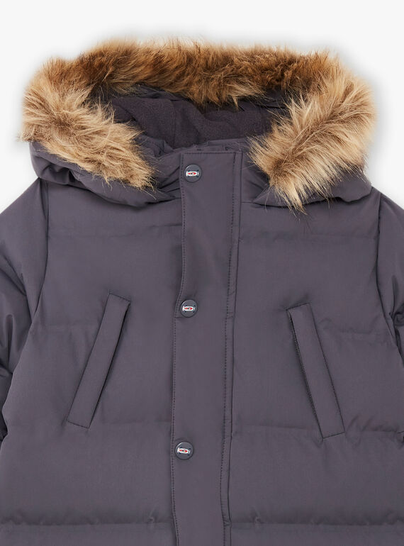 Parka gris oscuro con forro polar para niño BADOUNAGE / 21H3PGE3PARJ916