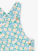 Pantalón corto con peto de color crudo y azul con estampado de flores LAAMELIE / 24H1BFI1SAL001