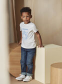 Camiseta de color crudo y azul claro con estampado de tigre texturizado para niño CAZOTAGE3 / 22E3PGF1TMC001