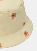 Gorro bucket amarillo con bordado de pulpos naranjas KAYOURI / 24E4BGS1CHAB116