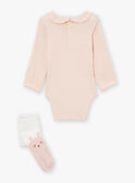 Conjunto de body, ranita y leotardos de color crudo y rosa LOUANE / 24H0CF12ENS001
