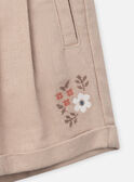 Pantalón corto beige bordado con pinzas KISHORETTE / 24E2PFC1SHO804