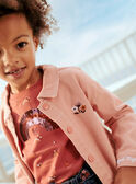 Chaqueta de twill de color rosa empolvado con estampado de gatos para niña CLATWETTE / 22E2PFG1VESD327
