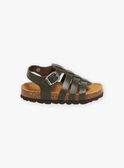 Sandalias abiertas de piel de color verde FESANDAGE / 23N10PG62D0E604