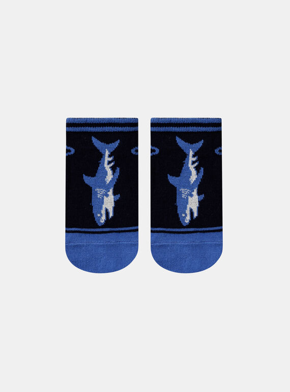 Calcetines azules de punto fino con estampado de punto jacquard y dibujo de tiburón KLOCHAGE / 24E4PGS1SOQC234