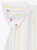 Conjunto de vestido y calzón de color crudo con estampado de rayas de popelín LAALBERTINE / 24H1BFI2ROB001