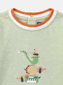 Camiseta de color verde arcilla con estampado de perros de fantasía KAARTHUR / 24E1BG31TMLG600