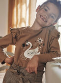 Camiseta marrón con estampado de cisne GLITUETTE / 23H2PFR2TML817