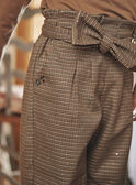 Pantalón marrón de twill con estampado de pata de gallo GLIPAETTE / 23H2PFR1PANI820