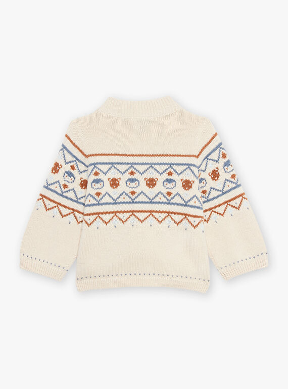 Cárdigan beige de punto y jacquard de animales y estampado de fantasía DASICHARD / 22H1BGY1GILA001