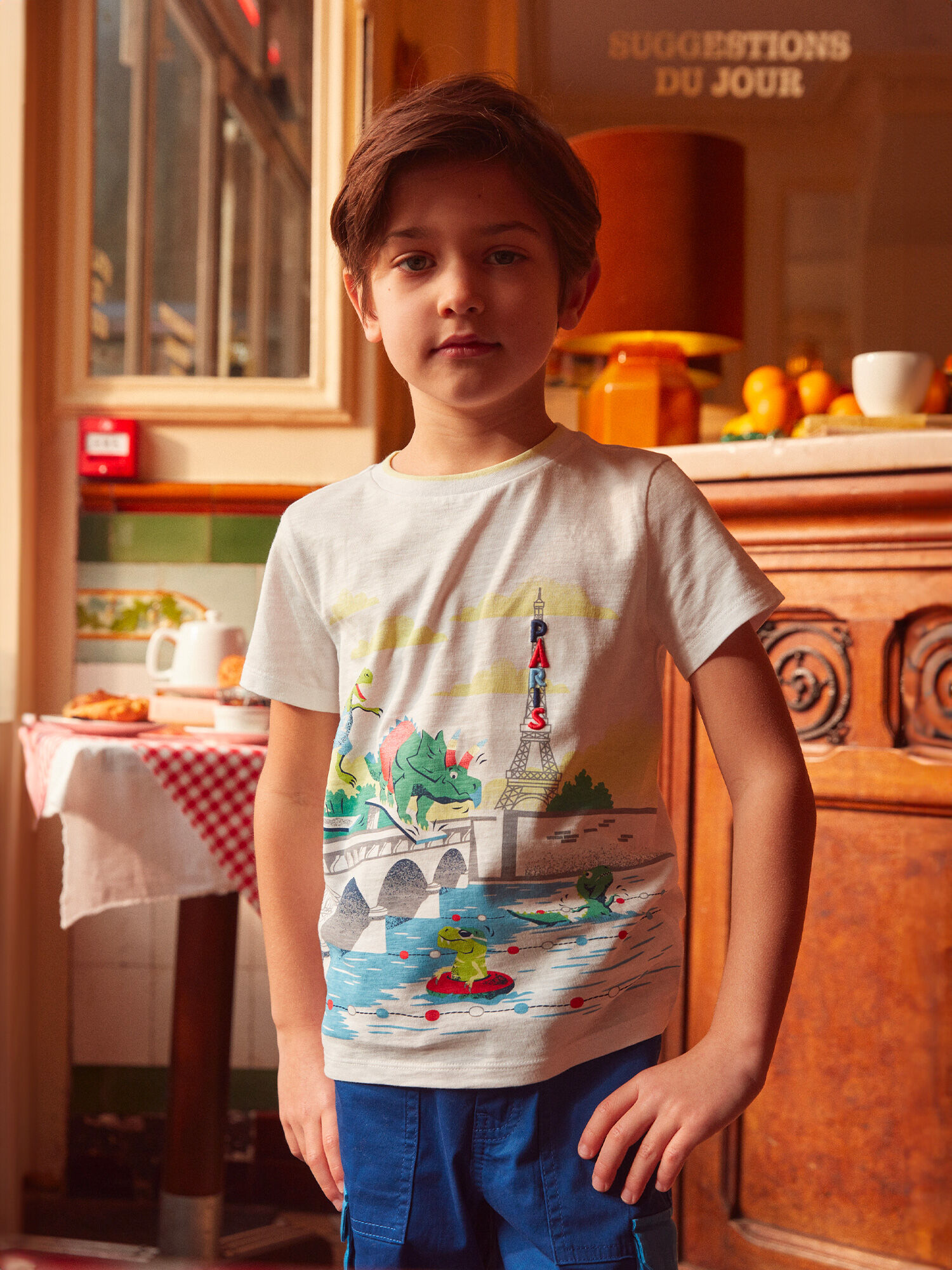 Camiseta dinosaurio color crudo Chico Sergent Major