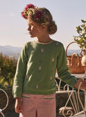 Jersey de color verde de punto tricotado con bordado de flores KAPULETTE / 24E2PF31PULG606