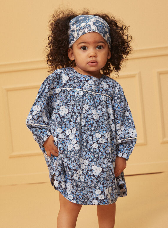 Vestido azul y blanco con estampado floral LACECILE / 24H1BFJ1ROB070