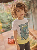 Camiseta tie-dye de color amarillo con estampado de dinosaurio fantasía para niño CATICHAGE / 22E3PGB2TMC116