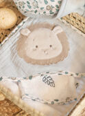 Punto de rizo blanco con estampado de león y guante para niño recién nacido COLBERT / 22E0AGC1POI000