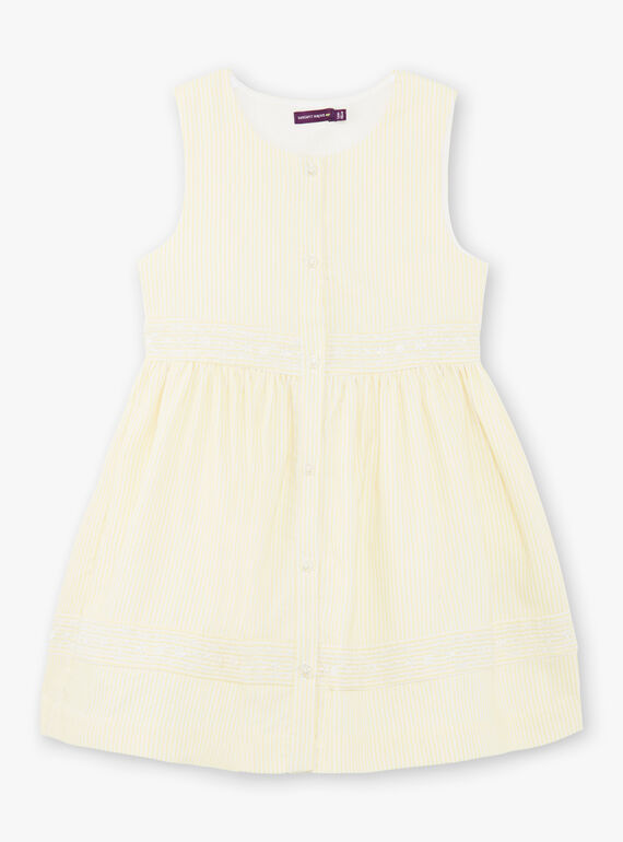 Vestido de rayas de color amarillo limón, para niña ZIRAYETTE / 21E2PFO2CHSB104