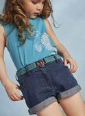 Short vaquero oscuro y cinturón con brillo para niña CAUJENETTE 1 / 22E2PFT2SHOK005
